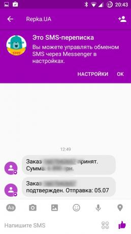 Facebook Messenger: SMS-corespondență