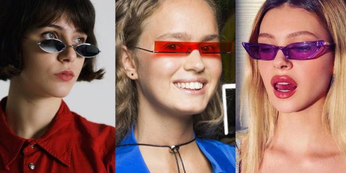 Ochelari de soare pentru femei cu lentile pe orizontală îngustă ( „Treime“)