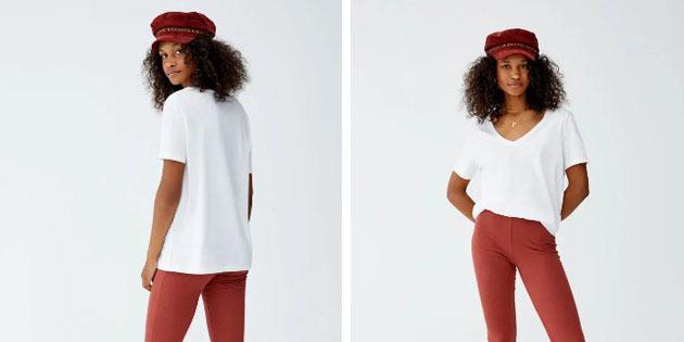 femei de bază T-shirt de la magazinele europene: tricou cu mâneci scurte și V-gât