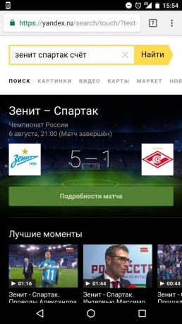 „Yandex“: Rezultatele meciului