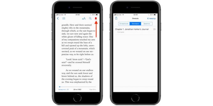 iBooks pe iPhone și iPad: Bookmark