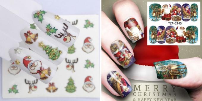Produse cu AliExpress pentru a crea o stare de spirit de Anul Nou: Etichetele de pe unghii de design de Crăciun unghiilor
