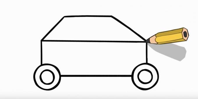 Cum să desenezi o mașină de poliție: desenează partea de sus a mașinii