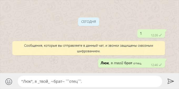 Versiunea desktop WhatsApp: Formatarea textului