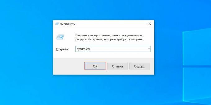 Cum se personalizează fișierul swap Windows 10: introduceți sysdm.cpl