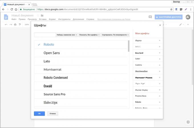 Google Docs programe de completare: fonturi Google