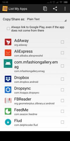 aplicații Android de rezervă: Lista de aplicații mea