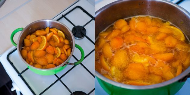 Gem de caise și portocale: puneți oala pe aragaz