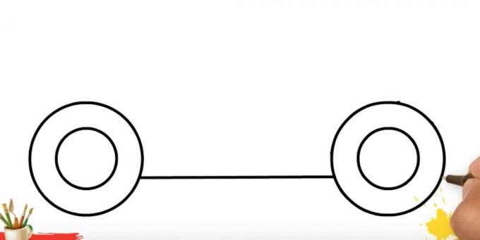 Cum să desenați un camion: conectați roțile