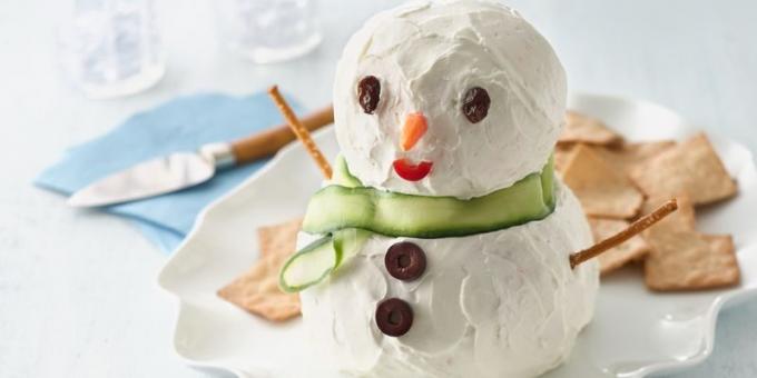 feluri de mâncare de Crăciun: Aperitiv „Brânză Snowman“