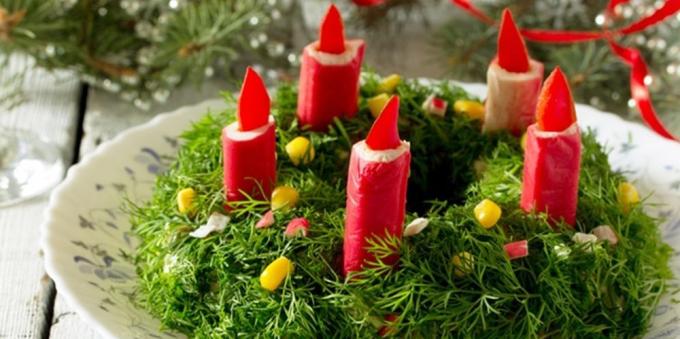salate de Crăciun: Salata cu bastoane crab „coroană de Crăciun“