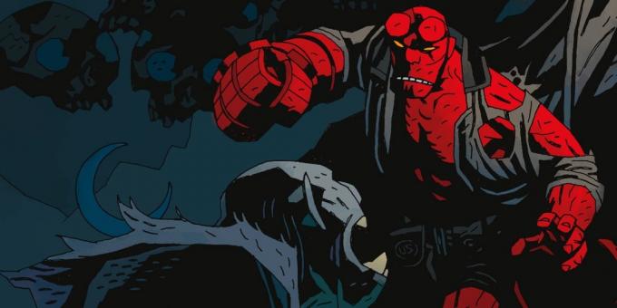 Hellboy: mâna dreaptă a lui Hellboy este foarte mare și din piatră
