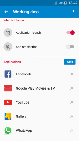 AppBlock: lista de aplicații