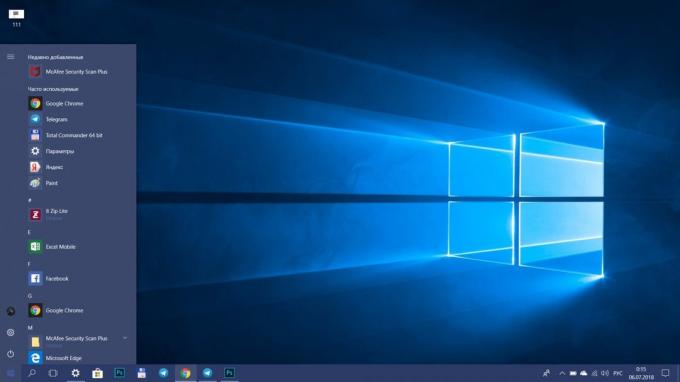 Cum de a accelera Windows 10. Descărcăm meniul „Start“