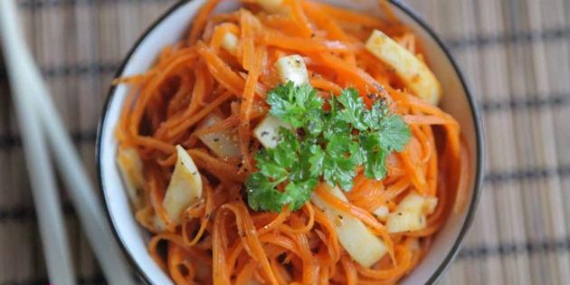 Salata coreeană cu morcovi și calmar