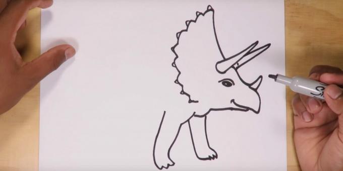 Cum să desenați un Triceratops: desenați picioarele din față