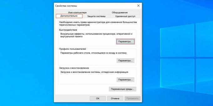 Cum se personalizează fișierul swap Windows 10: faceți clic pe „Opțiuni”