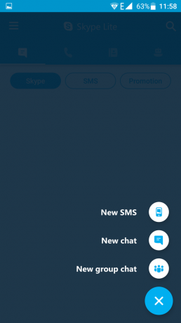 Skype Lite: chat-uri