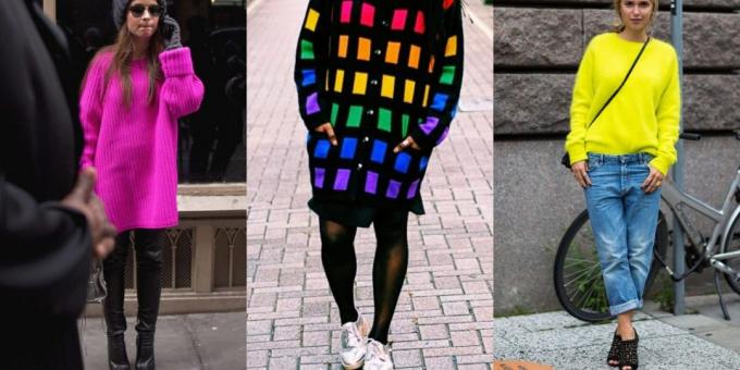 pulovere la modă și cardigane, 2018-2019: un neon delicat