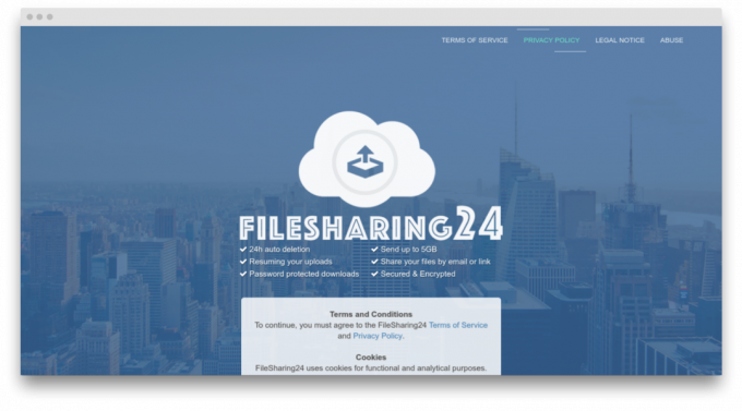 ecranul FileSharing24