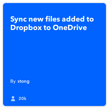 IFTTT Rețetă: Sincronizare Dropbox la OneDrive se conectează la dropbox onedrive