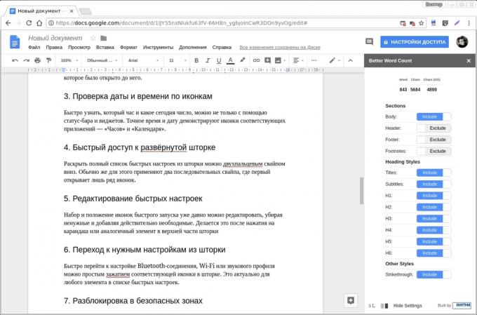 Documente Google add-on: COUNT mai bine Word