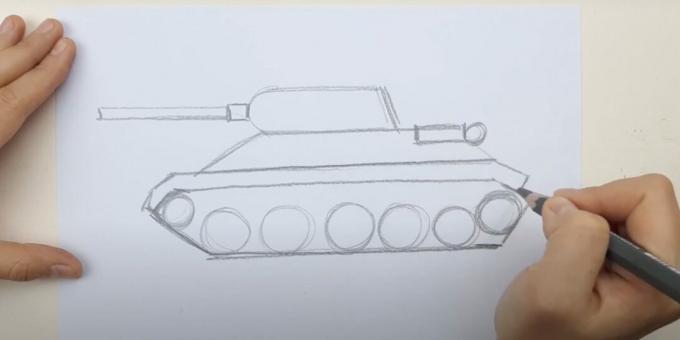 Cum să desenezi un tanc: trage un tun
