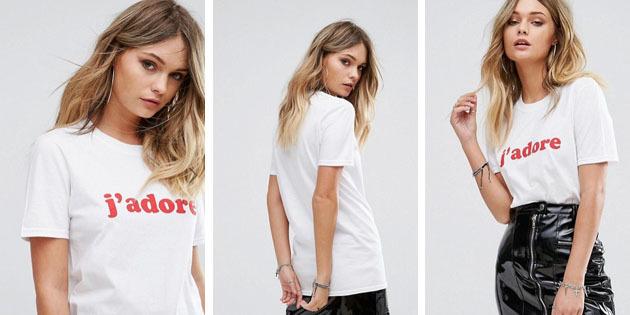 Femei moda tricouri din magazinele europene: tricou cu inscripția Boohoo