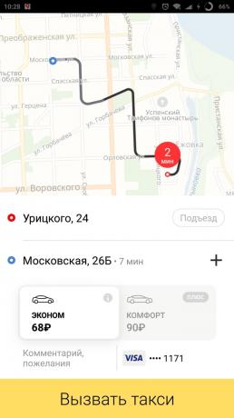 Yandex. Hărți: taxi
