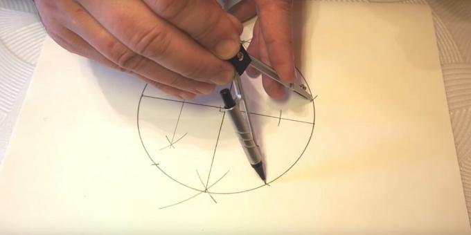 Cum să desenați o stea cu cinci colțuri: faceți puncte în partea de jos