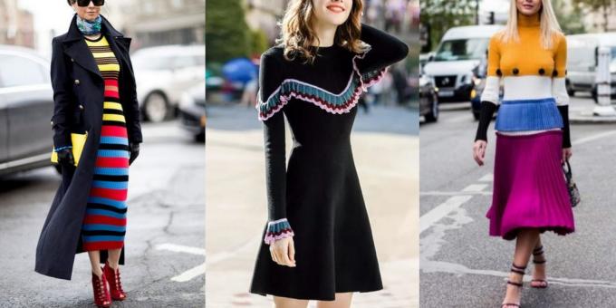 Moda rochie 2019 cu elemente tricotate 